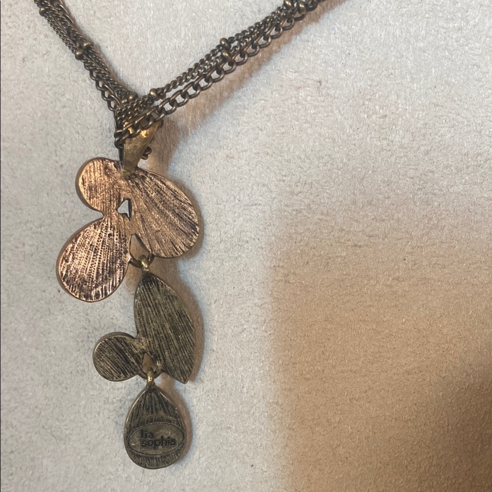 Lia Sophia Green and Brown Gemstone Necklace - Picture 2 of 3